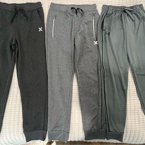 Boys’ Gray Hurley & UA Jogger/Sweatpant Bundle, size 10/12, medium